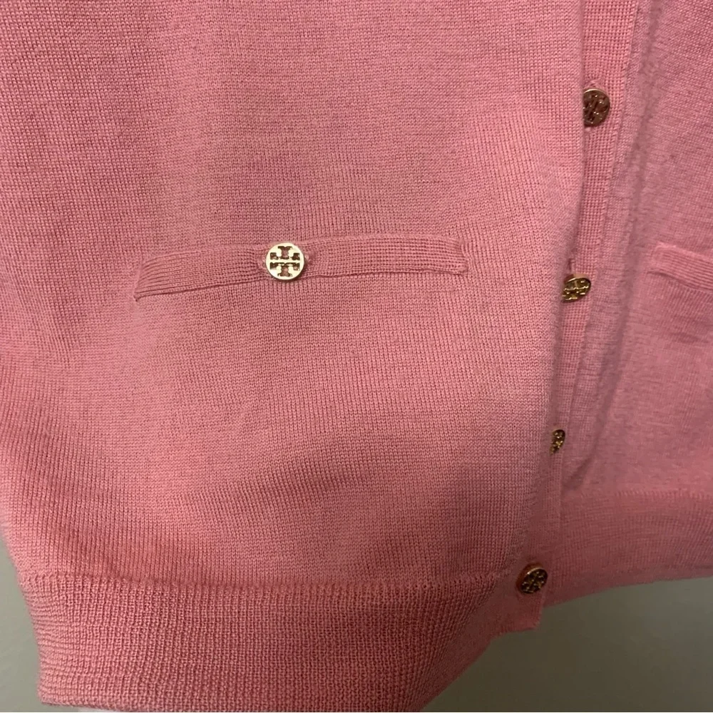 Tory Burch Merino Wool Cardigan Pink Size Medium